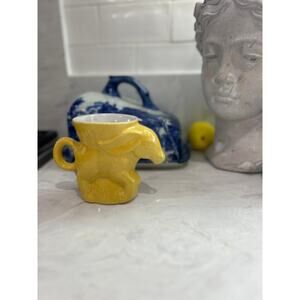 Vintage 1975 Frankoma Pottery Political DEM Harvest Yellow Donkey Mug